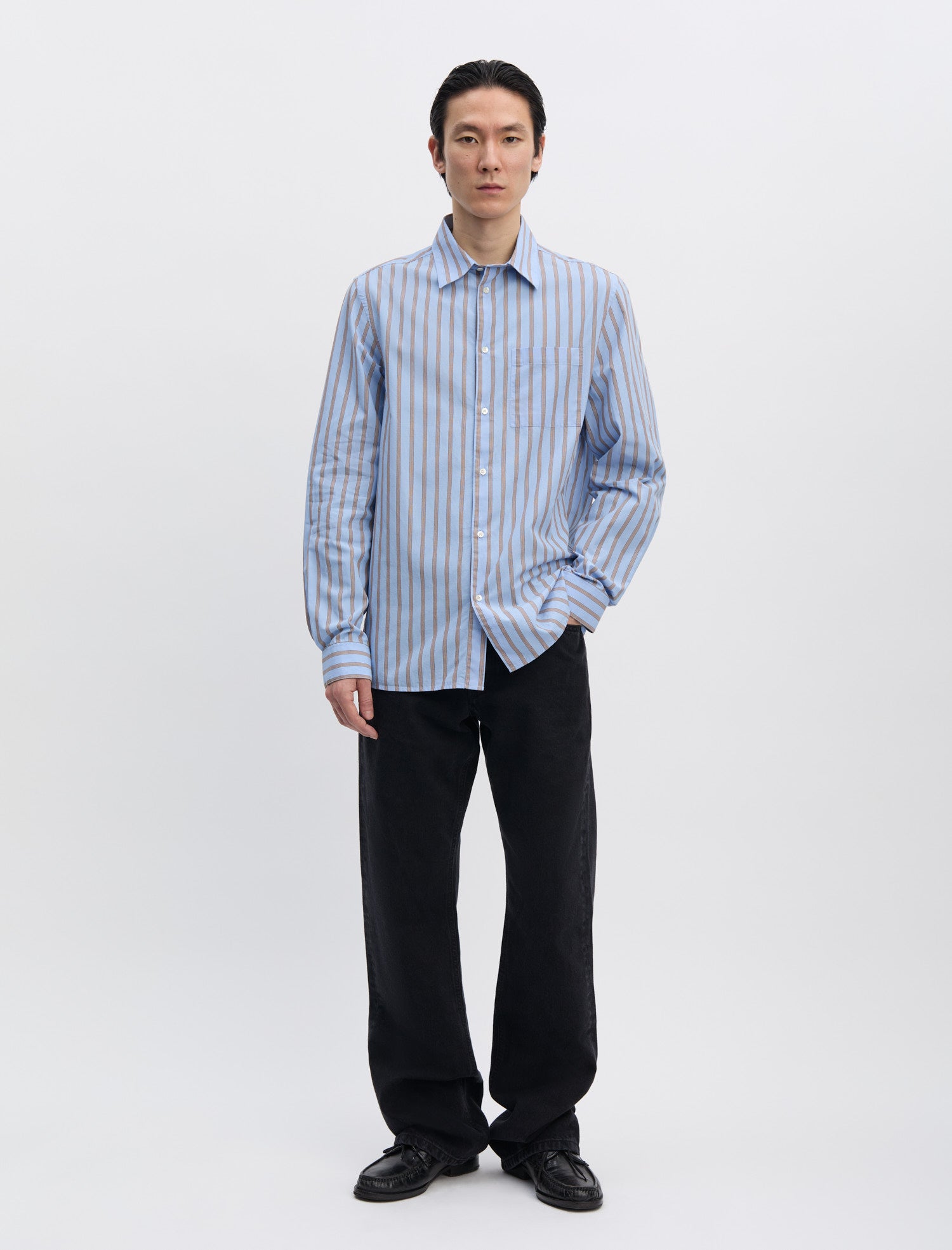 ANOTHER Shirt 3.0, Blue/Brown Stripe - ANOTHER ASPECT