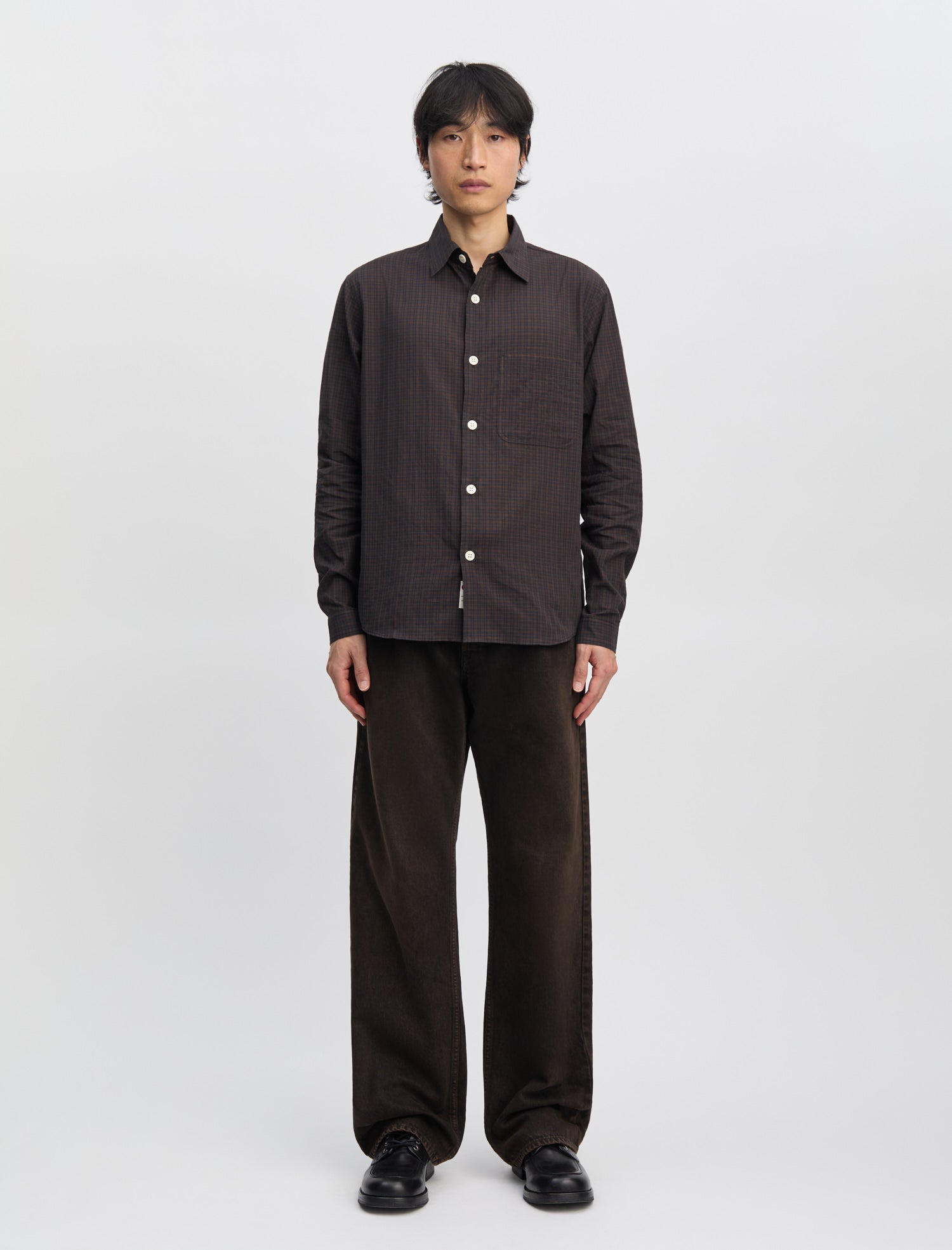 ANOTHER Shirt 4.0 JPN, Navy/Brown Check - ANOTHER ASPECT