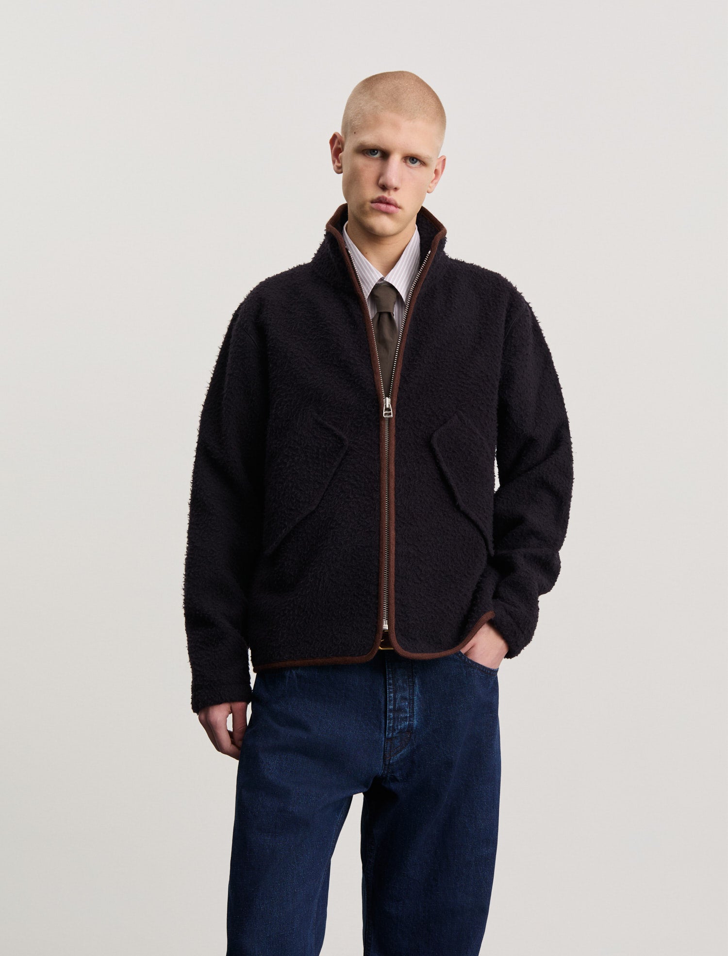 ANOTHER Fleece Jacket 1.0, Navy/Brown