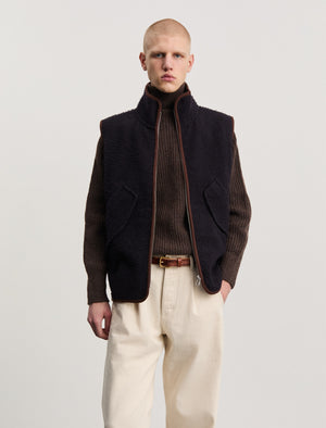 ANOTHER Fleece Vest 1.0, Navy/Brown