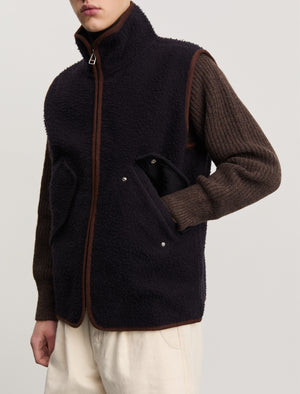 ANOTHER Fleece Vest 1.0, Navy/Brown