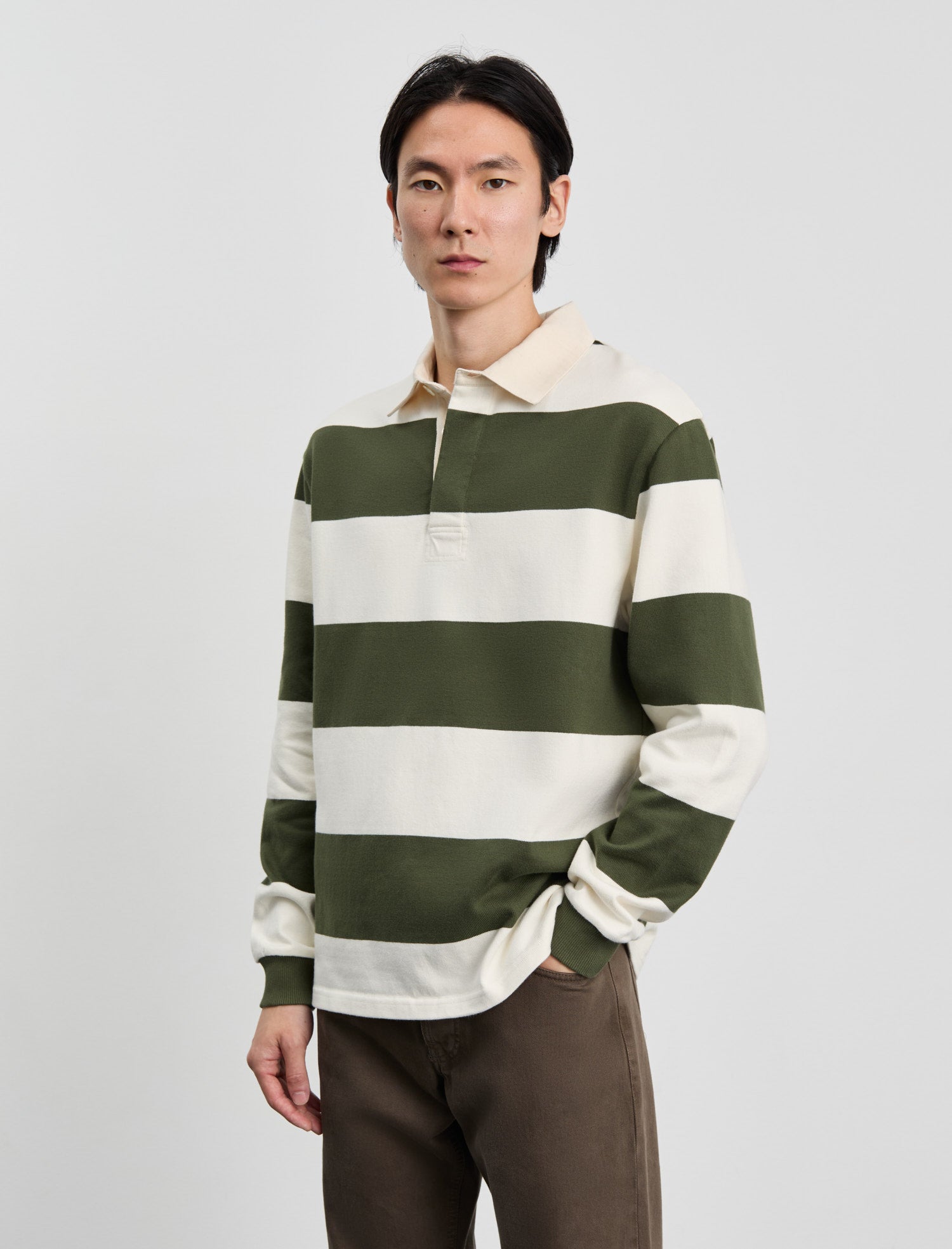 ANOTHER Rugby Polo 1.0, Green Ecru Stripe