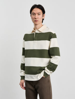 ANOTHER Rugby Polo 1.0, Green Ecru Stripe