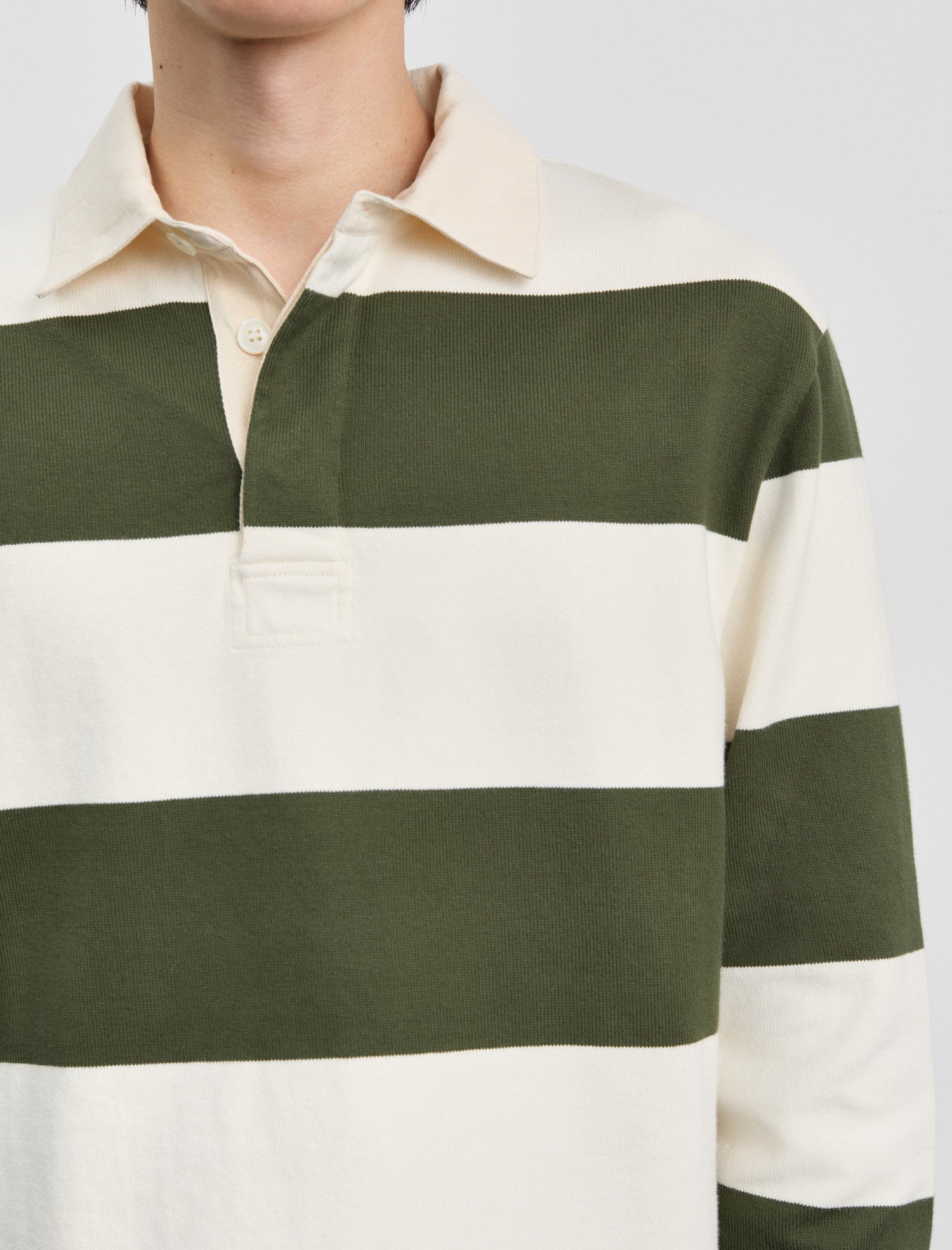 ANOTHER Rugby Polo 1.0, Green Ecru Stripe