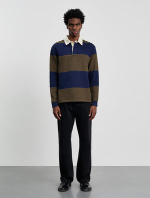 ANOTHER Rugby Polo 1.0, Navy Brown Stripe