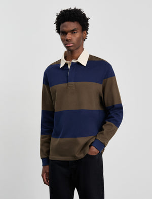 ANOTHER Rugby Polo 1.0, Navy Brown Stripe