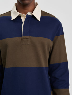 ANOTHER Rugby Polo 1.0, Navy Brown Stripe
