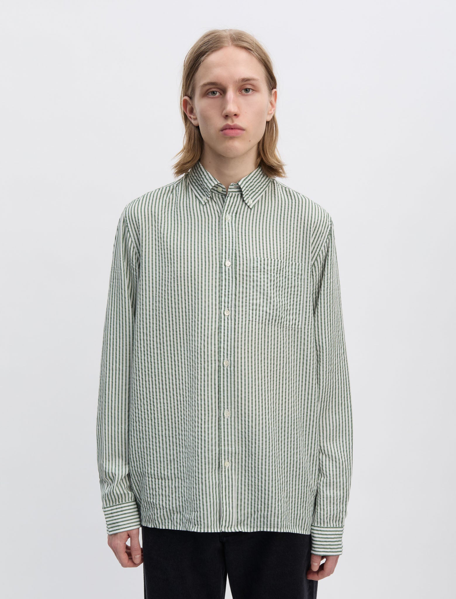 k*m様 another aspect シャツ ストライプシャツ ANOTHER Shirt 1.0, Evergreen Stripe - ANOTHER ASPECT